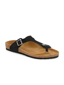 SHENCES Men Black Original Cork Sole Sandals