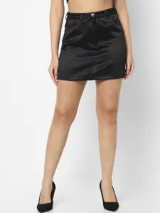 VASTRADO Women Black Solid A-line Skirt