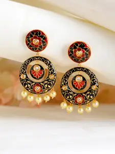 Jazz and Sizzle Black & Red Circular Drop Earrings