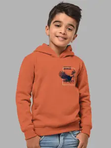 HELLCAT Boys Orange Front & Back Printed Hooded Sweatshirt
