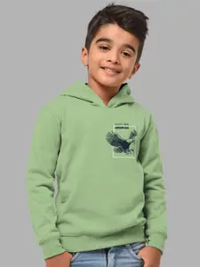 HELLCAT Boys Green Front & Back Printed Hooded Sweatshirt