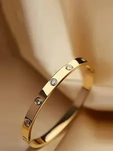 Jewels Galaxy Women Gold-Plated American Diamond Bangle-Style Bracelet