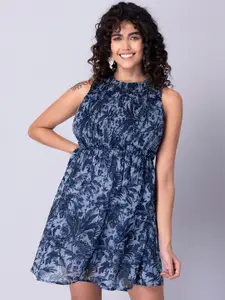 FabAlley Blue Floral Georgette Dress
