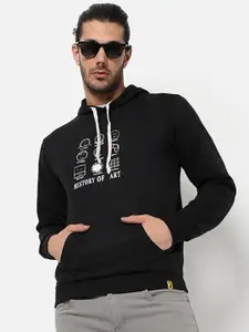 Campus Sutra Men Black Hooded Sweatshirt