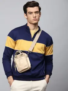 Dennis Lingo Men Navy Blue Colourblocked Sweatshirt