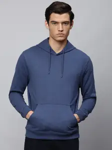 Dennis Lingo Men Blue Solid Hooded Sweatshirt