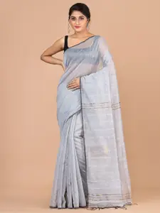 Laa Calcutta Grey Embellished Pure Cotton Jamdani Saree