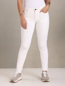 U.S. Polo Assn. Women U S Polo Assn Women White Skinny Fit Mid Rise Slash Knee Stretchable Jeans