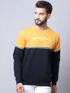 Cantabil Men Mustard Colourblocked Sweatshirt