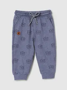 max Infant Boys Blue Printed Pure Cotton Joggers