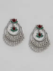 Sangria Lotus Design Enamelled Chandbalis