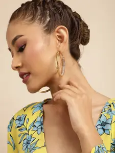 Sangria Gold-Toned Embellished Circular Hoop Earrings