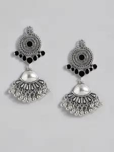 Sangria Enamelled Ethnic Style Oxidised Drop Earrings