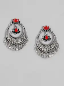 Sangria Lotus Design Enamelled Chandbalis