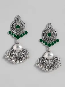 Sangria Enamelled Ethnic Style Oxidised Drop Earrings