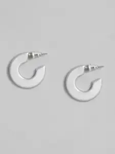 Sangria Silver-Toned Circular Half Hoop Earrings