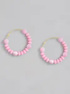 Sangria Beaded Circular Design Hoop Earrings