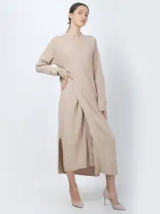 NoBarr Women Solid Full Sleeves Acrylic Front Open Longline Shrug