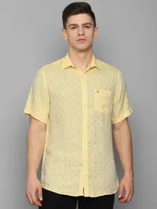 Allen Solly Men Yellow Slim Fit Floral Printed Linen Casual Shirt