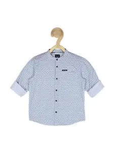 Allen Solly Junior Boys Blue Printed Cotton Casual Shirt