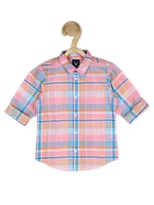 Allen Solly Junior Boys Pink Slim Fit Checked Pure Cotton Casual Shirt