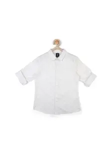 Allen Solly Junior Boys White Slim Fit Printed Pure Cotton Casual Shirt