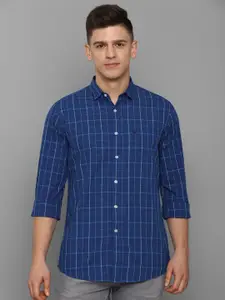 Allen Solly Men Blue Pure Cotton Slim Fit Checked Casual Shirt