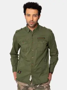 Royal Enfield Men Green Solid Casual Shirt