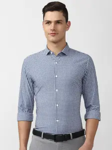 Peter England Perform Men Blue Athletic Fit Gingham Checks Casual Shirt