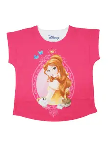 Disney by Wear Your Mind Girls Pink & White Printed Top