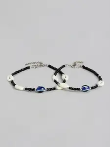 Sangria Set of 2 Beaded Evil Eye Anklets