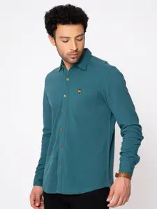 Royal Enfield Men Turquoise Blue Solid Casual Shirt