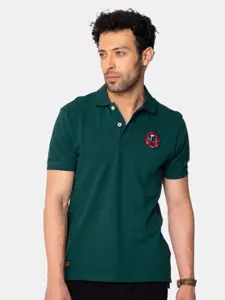 Royal Enfield Men Green Brand Logo Polo Collar T-shirt