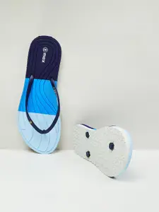 max Women Blue & White Printed Rubber Thong Flip-Flops