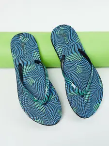 max Women Blue & Green Printed Rubber Room Slippers