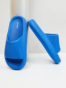max Women Blue Self Design Slip On Sliders