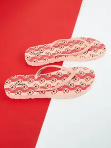 max Women Pink & Green Printed Room Slippers