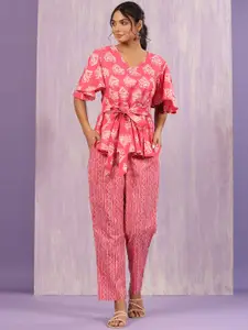 JISORA Women Ethnic Motif Printed Pure Cotton Night suit