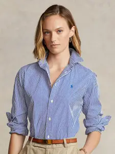 Polo Ralph Lauren Women Blue Classic Fit Striped Casual Shirt