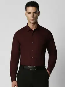 V Dot Men Brown Slim Fit Casual Shirt