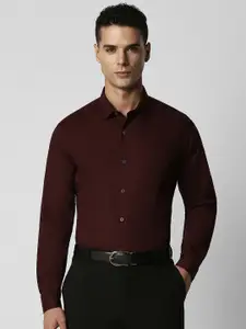 V Dot Men Brown Slim Fit Casual Shirt