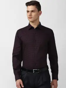 Van Heusen Men Purple Checked Regular Fit Cotton Formal Shirt