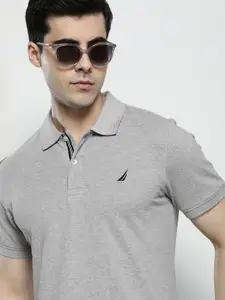 Nautica Men Polo Collar Pure Cotton Slim Fit T-shirt