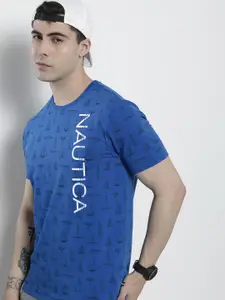 Nautica Men Brand Logo Nautical Printed T-shirt
