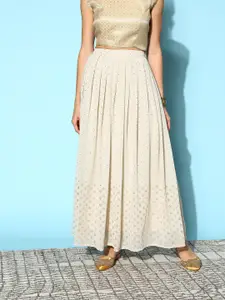 Libas   Grey Geometric Shimmer & Sequin Skirt
