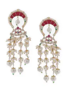Biba Pink & White Gold Plated Contemporary Drop Earrings