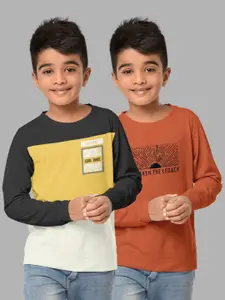 HELLCAT Boys Orange Pack Of 2 Printed T-shirt