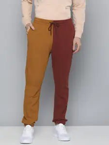 Levis Men Rust Red And Mustard Colourblocked Mid-Rise Joggers Trousers