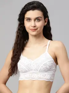 Marks & Spencer White Floral Lace Non-wired Non Padded Longline Bralette