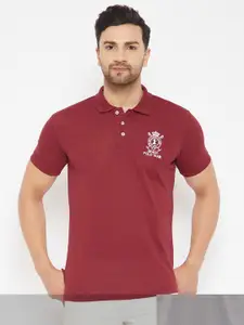 THE MILLION CLUB Men Pack of 2 Grey & Maroon Polo Collar T-shirt